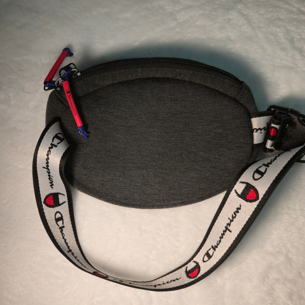 Champion Prime Waist Bag Heather Grey Chenille Logo Fanny Pack Adjustable Strap - Picture 2 of 5